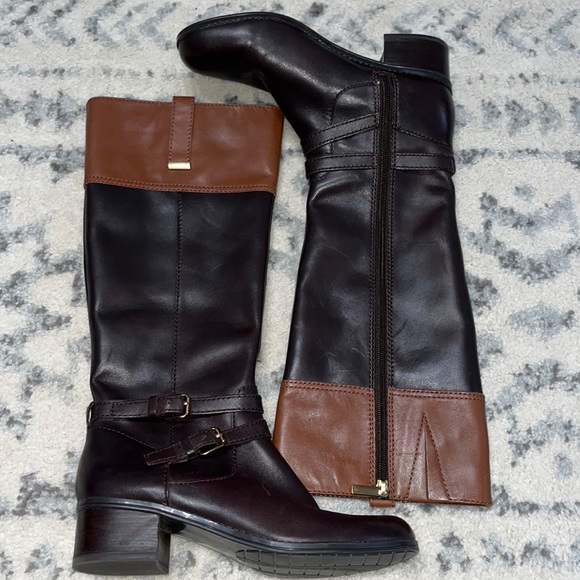 BNWT Bandolino Two-Toned Leather Riding Boots - Picture 1 of 4